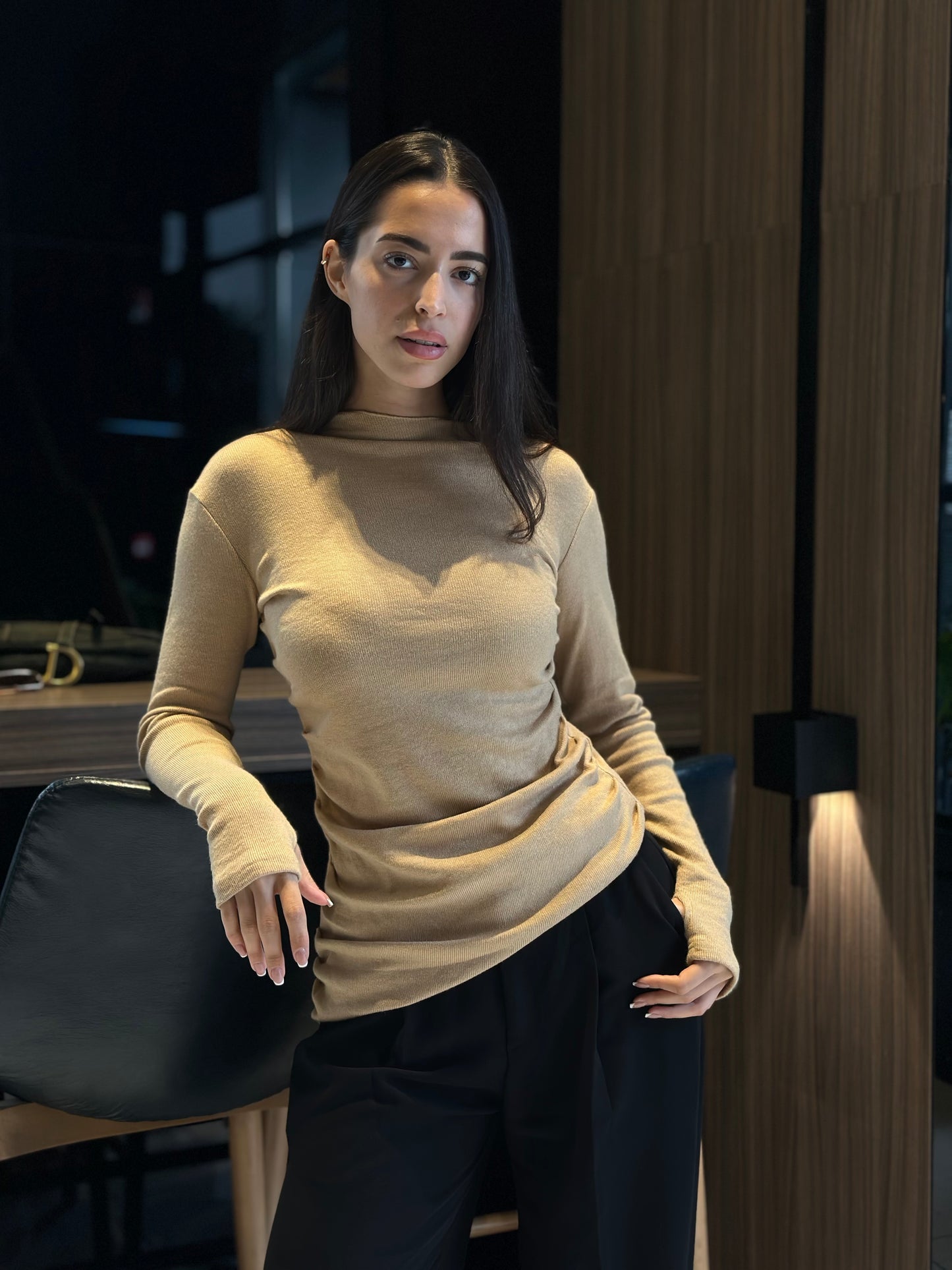 Beige draped top