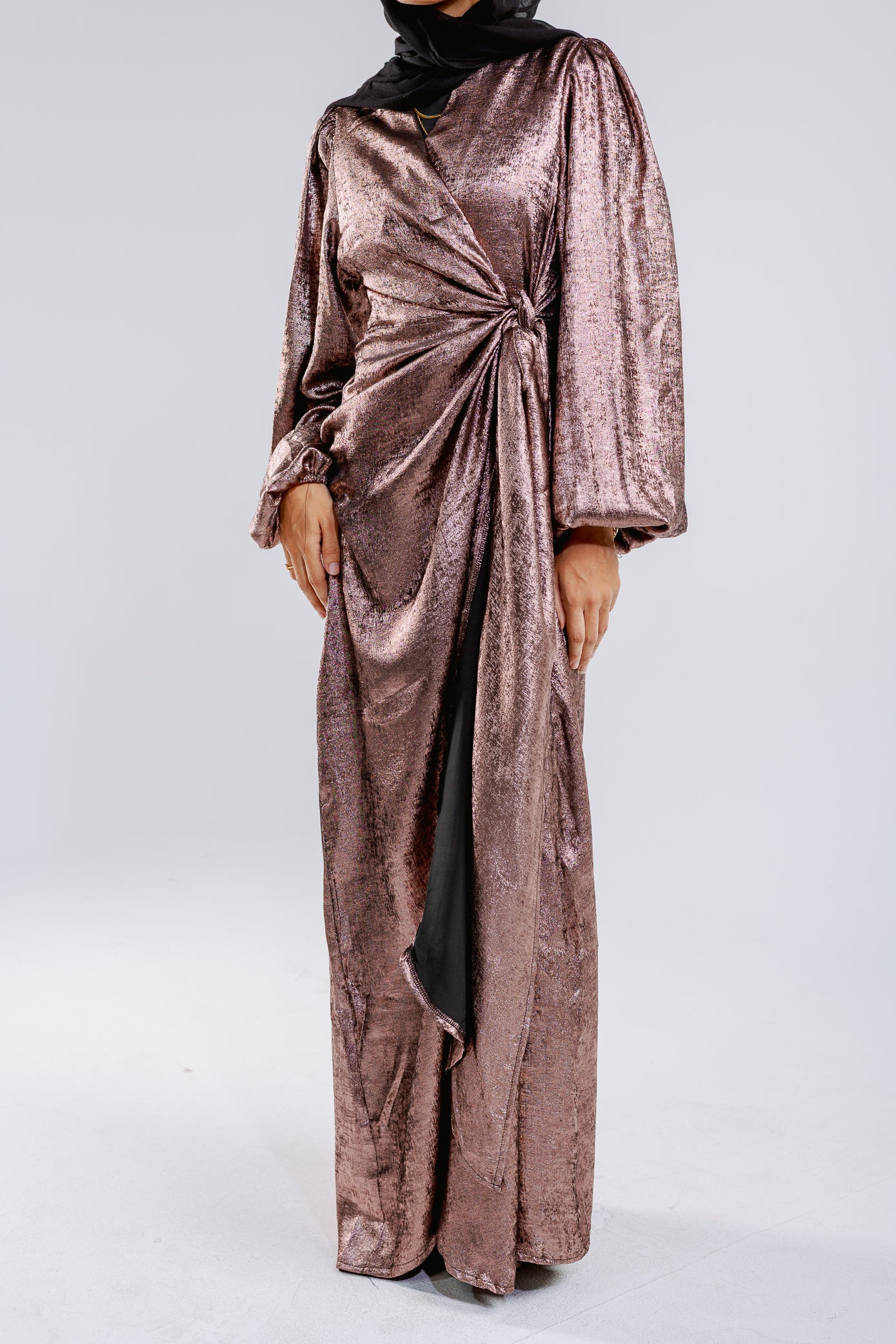 Shimmer Drape Gown in Rose-gold