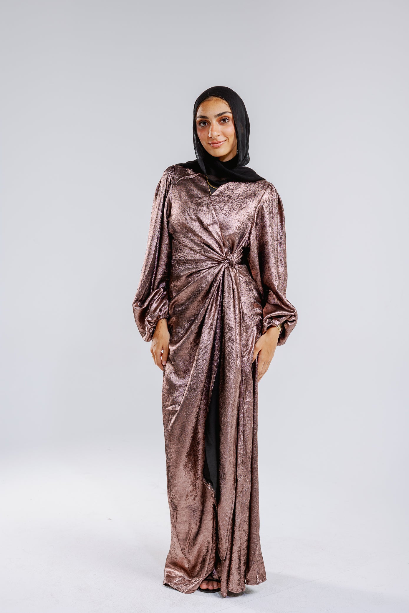 Shimmer Drape Gown in Rose-gold