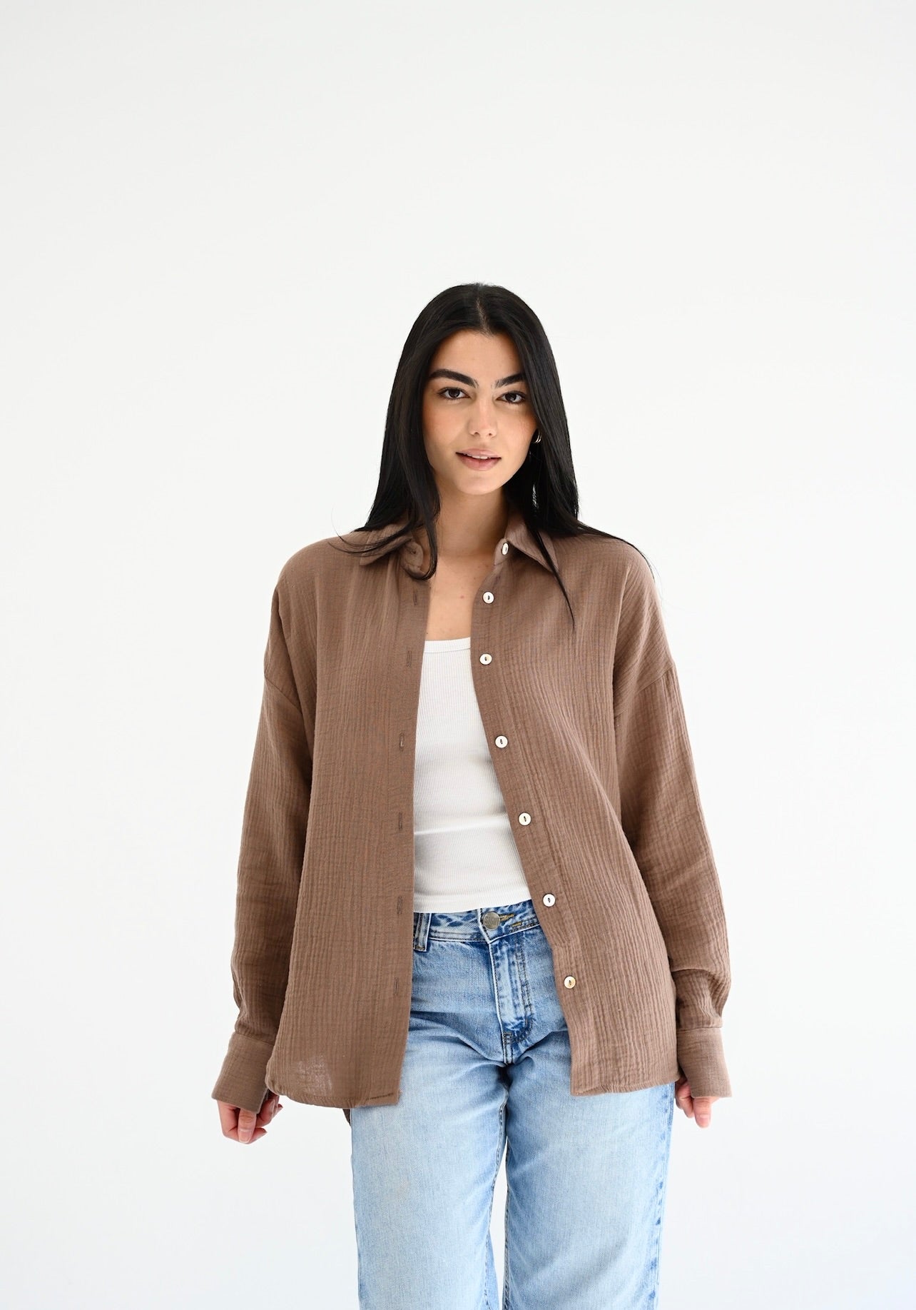 Fluffy shirt in brown