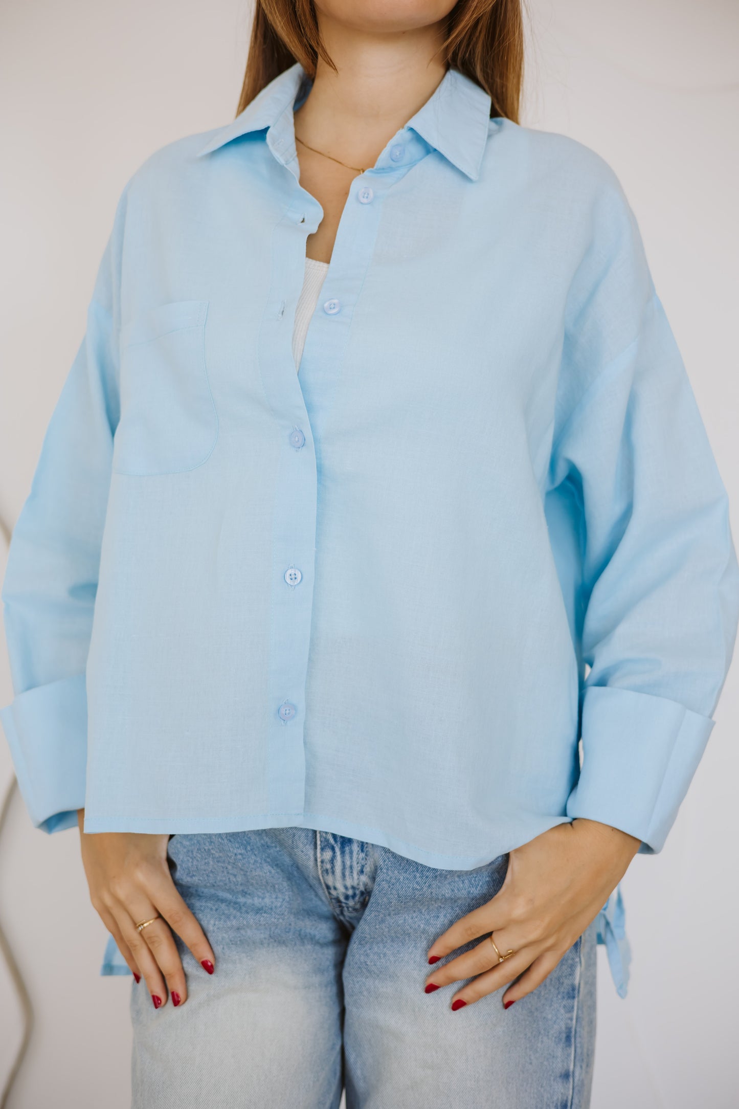 Everyday linen shirt in light-blue