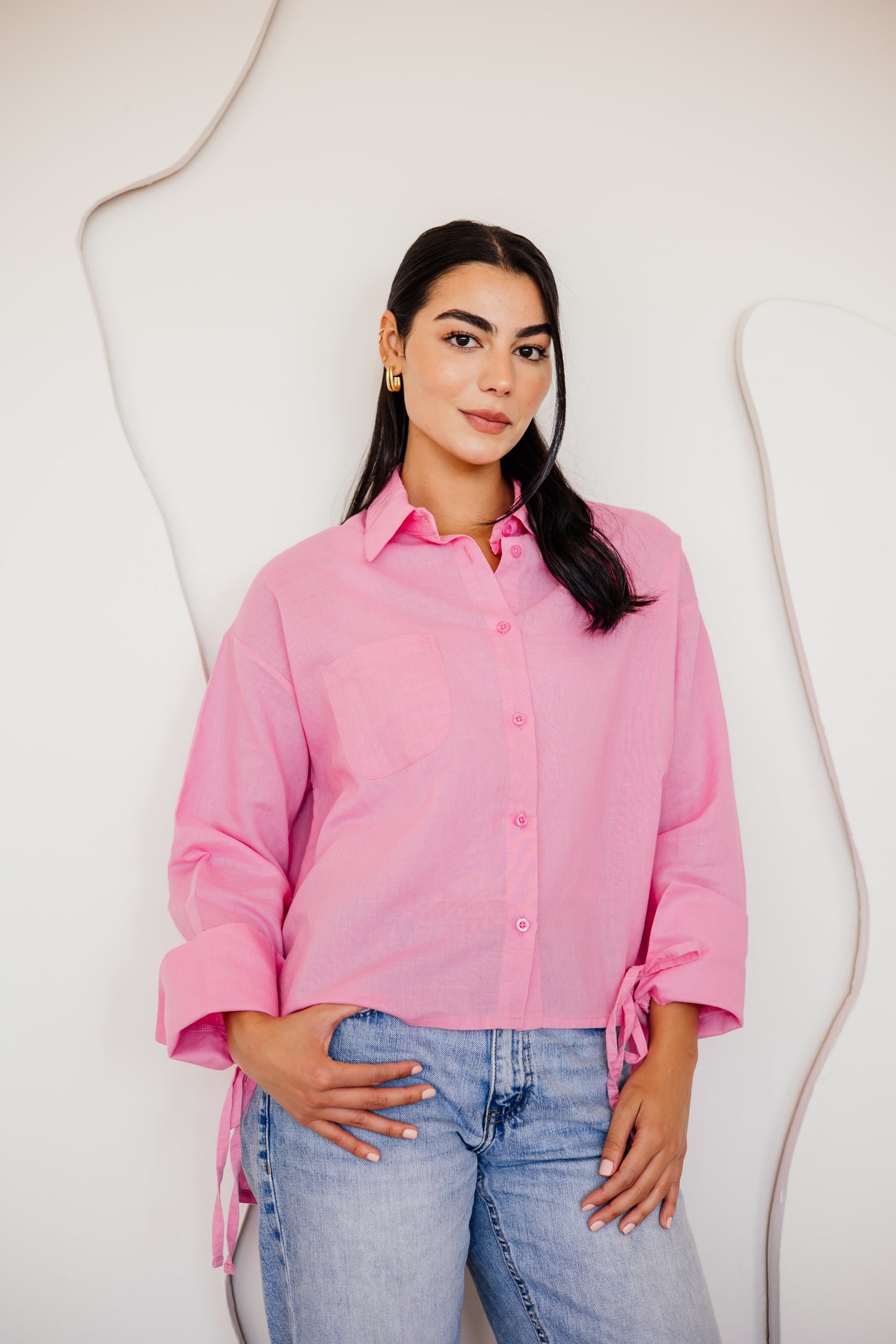Everyday linen shirt in hot-pink