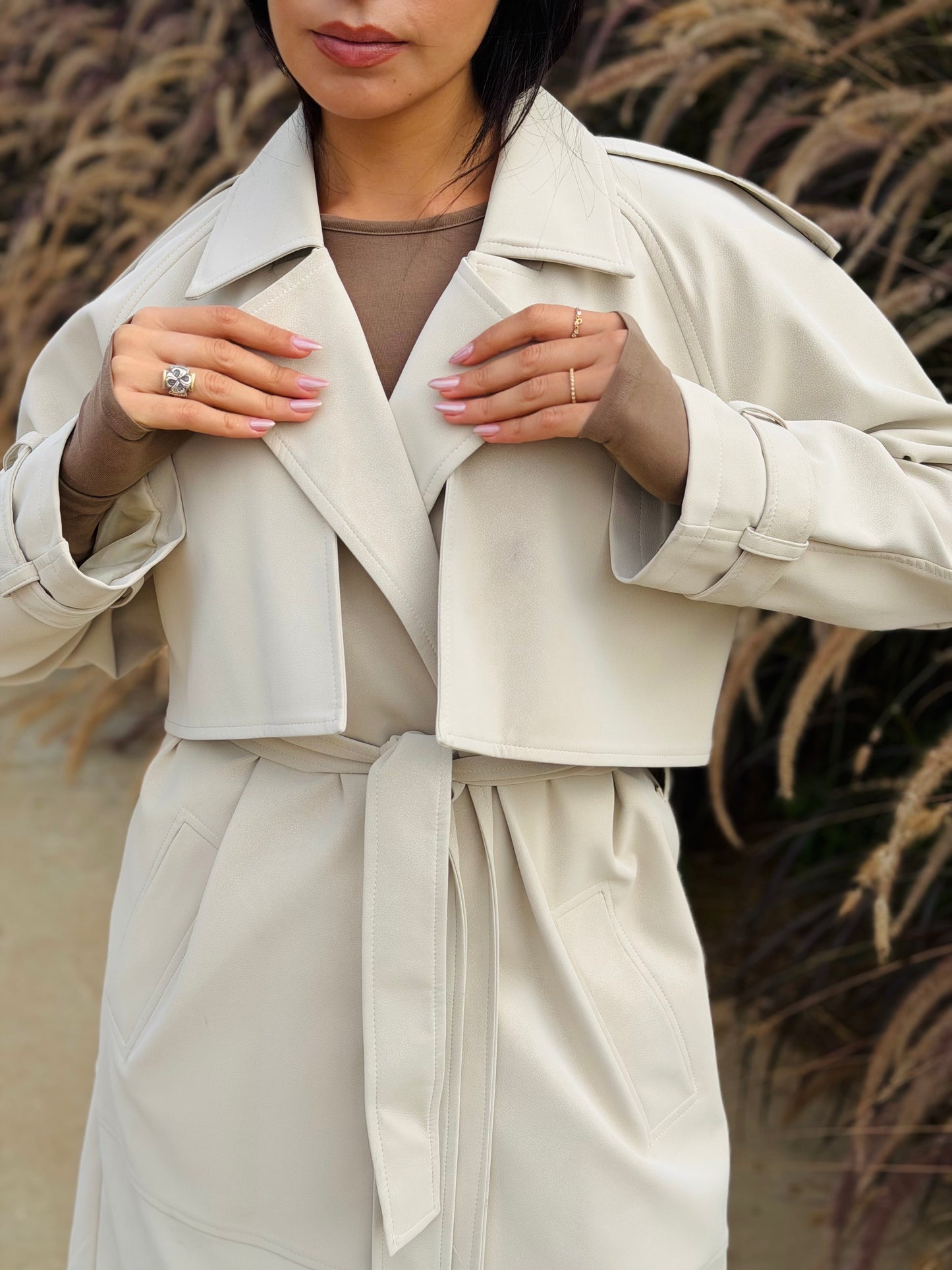 The Luxe Trench Coat In Cream