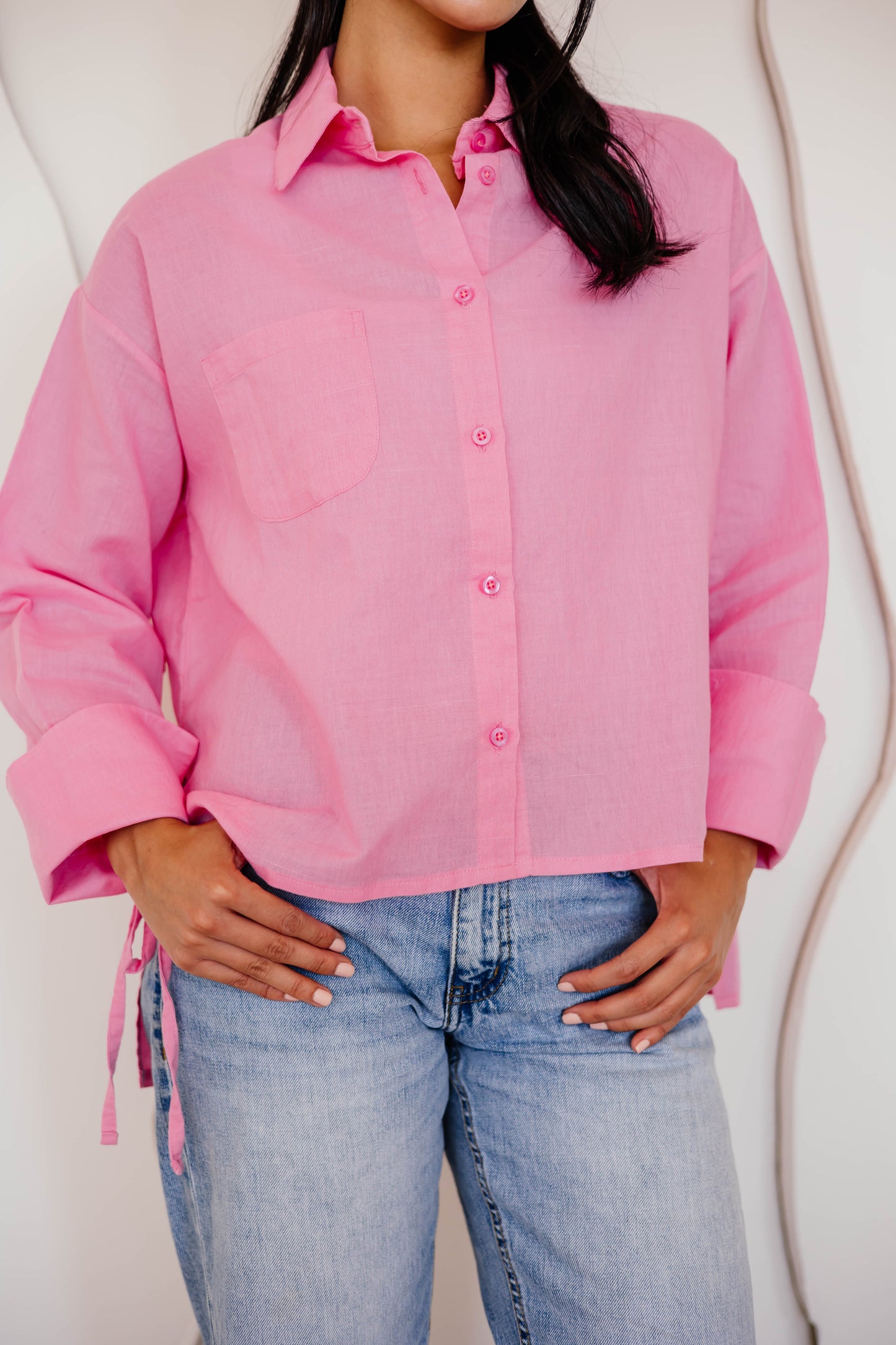 Everyday linen shirt in hot-pink