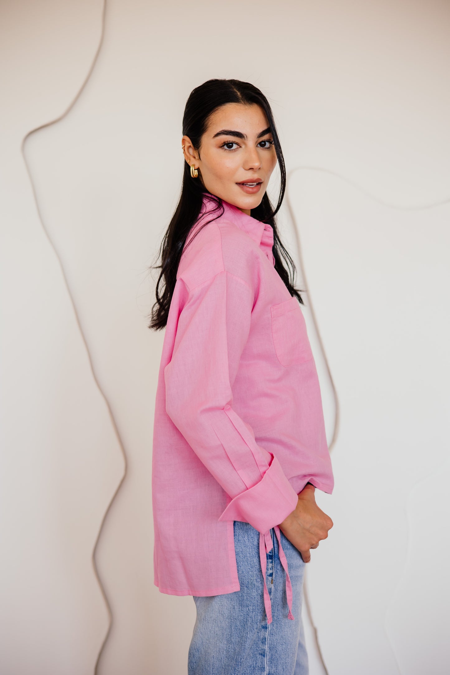 Everyday linen shirt in hot-pink