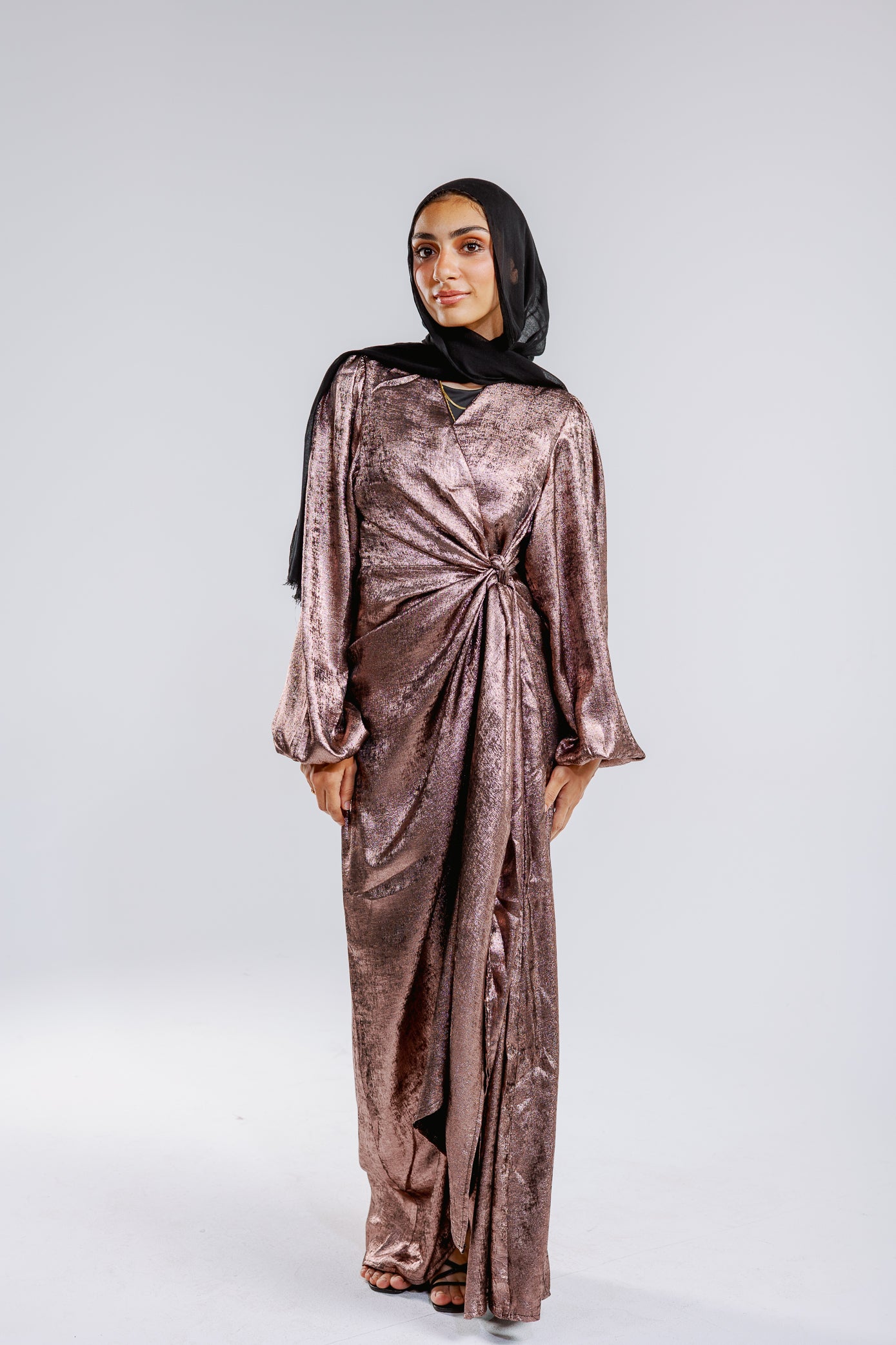 Shimmer Drape Gown in Rose-gold