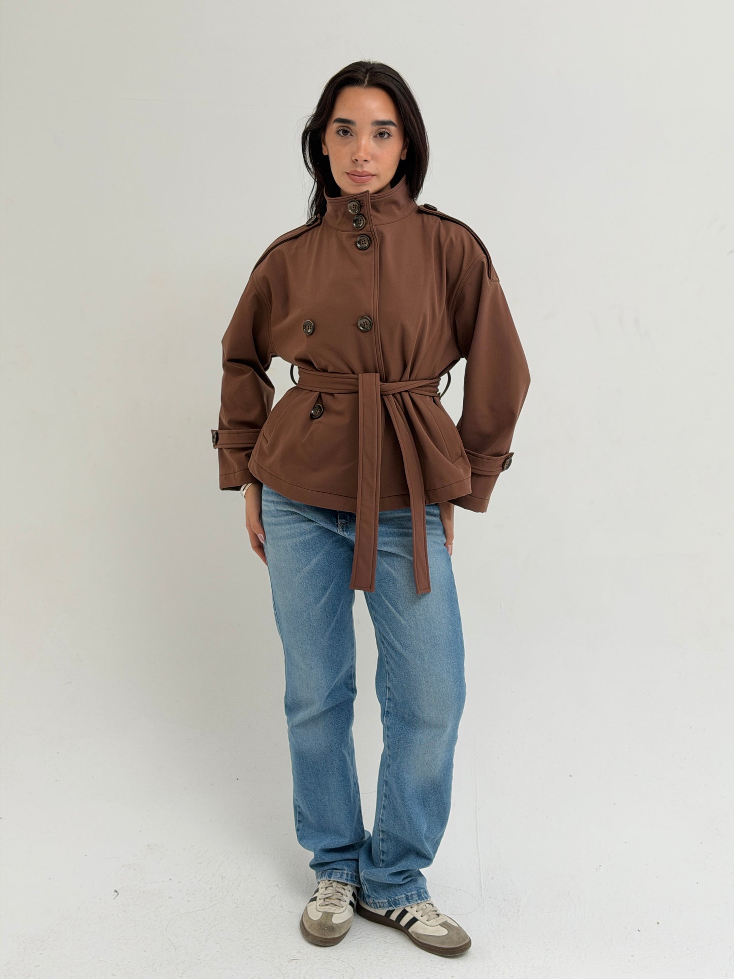 The Lined Crop Coat in Chocolate-Brown