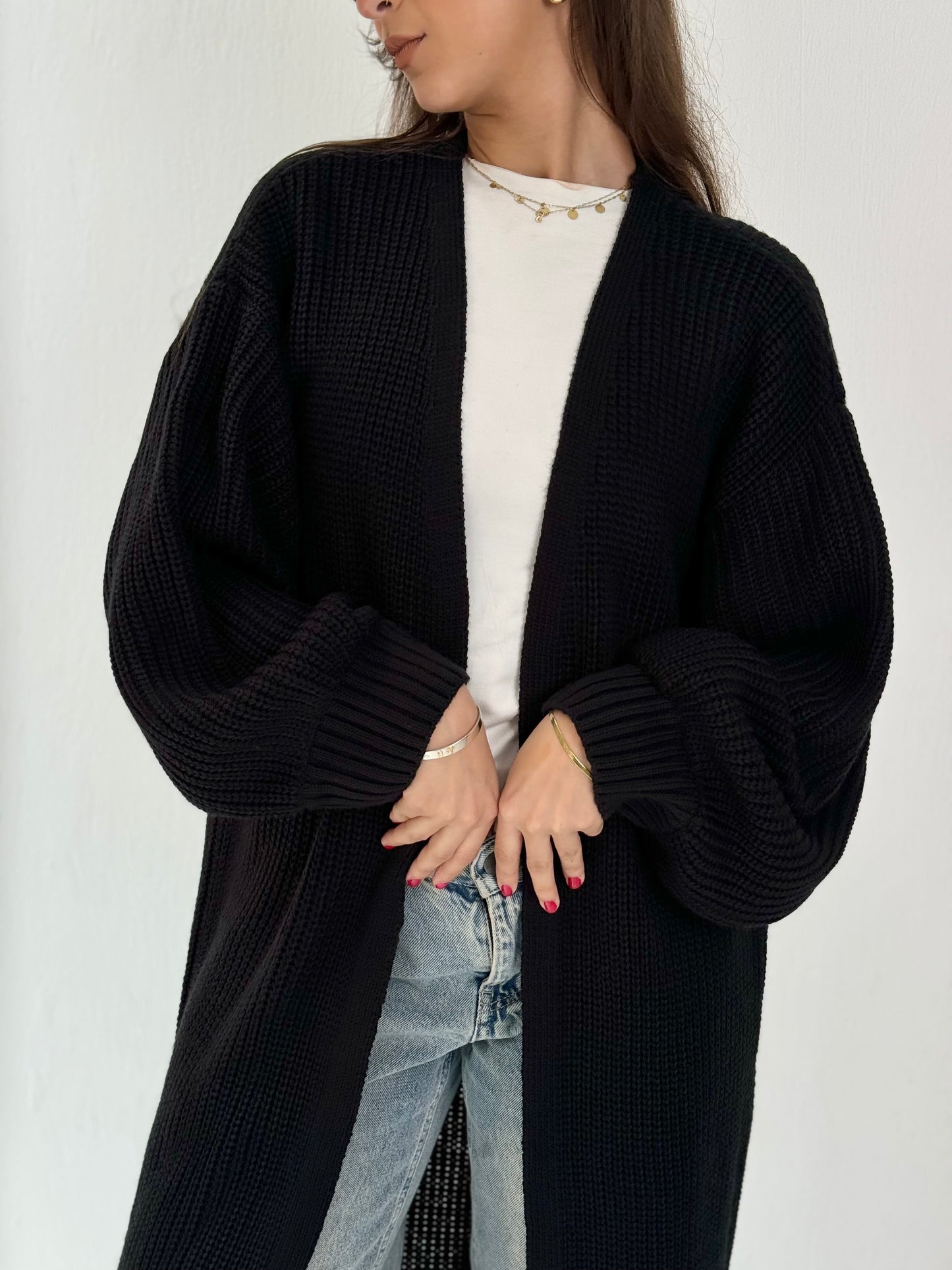 Black knitted cardigan