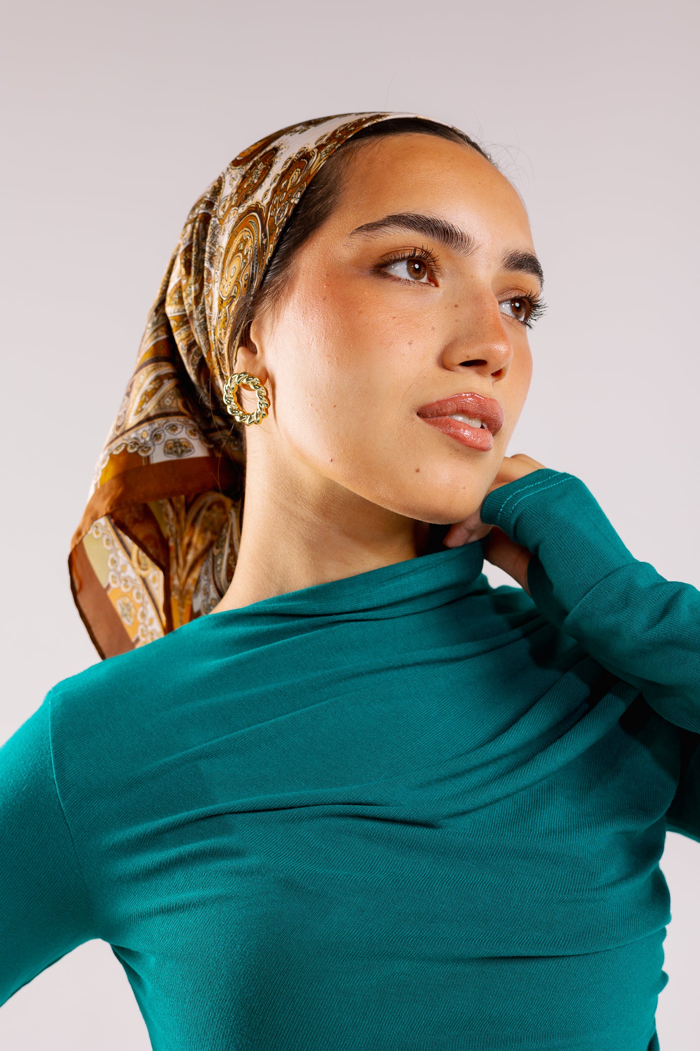 Draped top in teal
