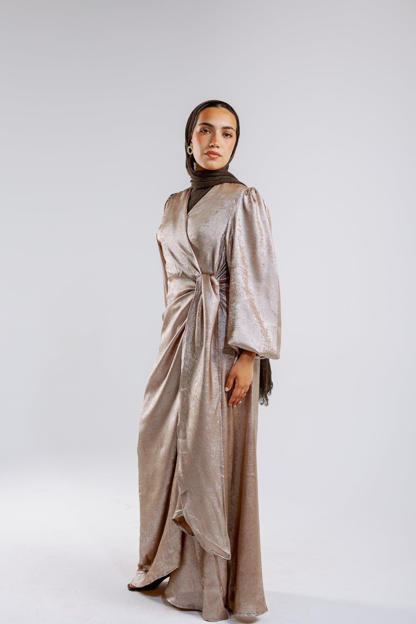 Shimmer Drape Gown in-gold