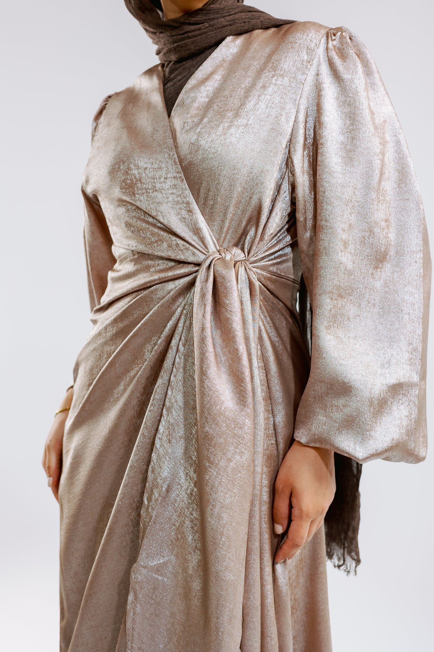 Shimmer Drape Gown in-gold