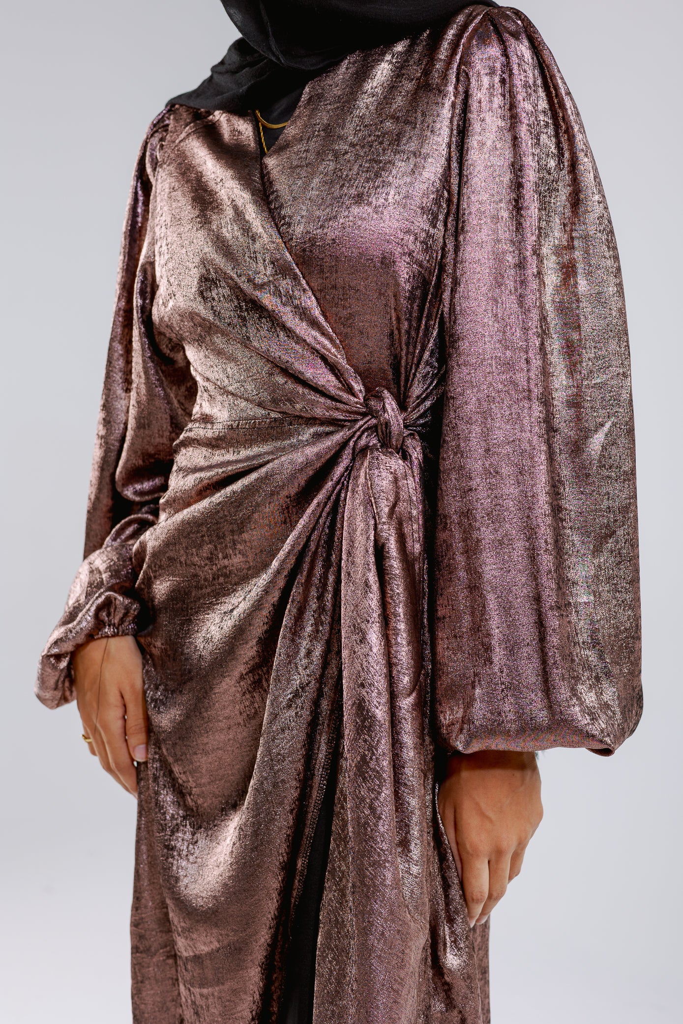 Shimmer Drape Gown in Rose-gold