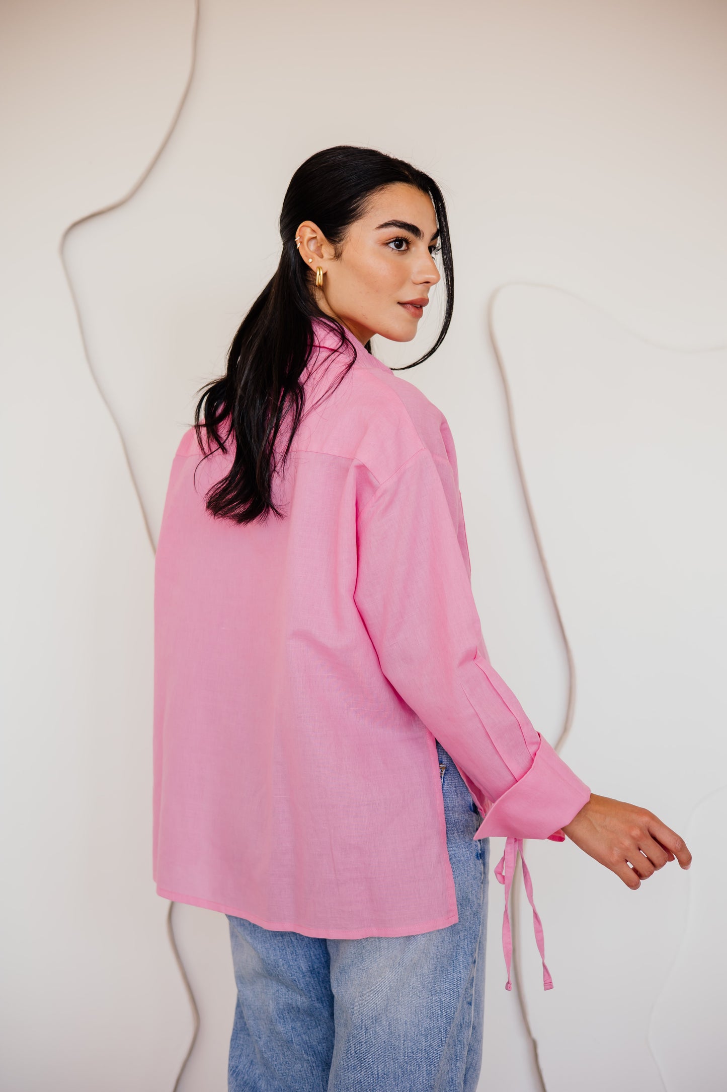 Everyday linen shirt in hot-pink