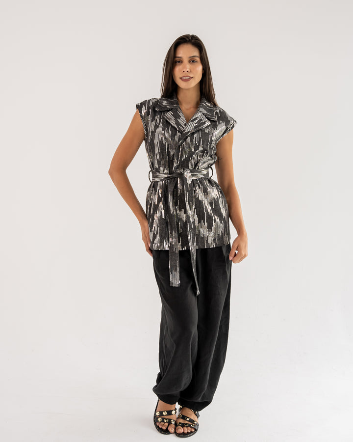 Dazzle Denim Vest In Black