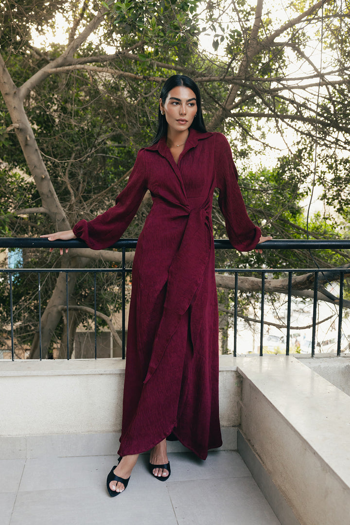 Serena-Air dress in wine red