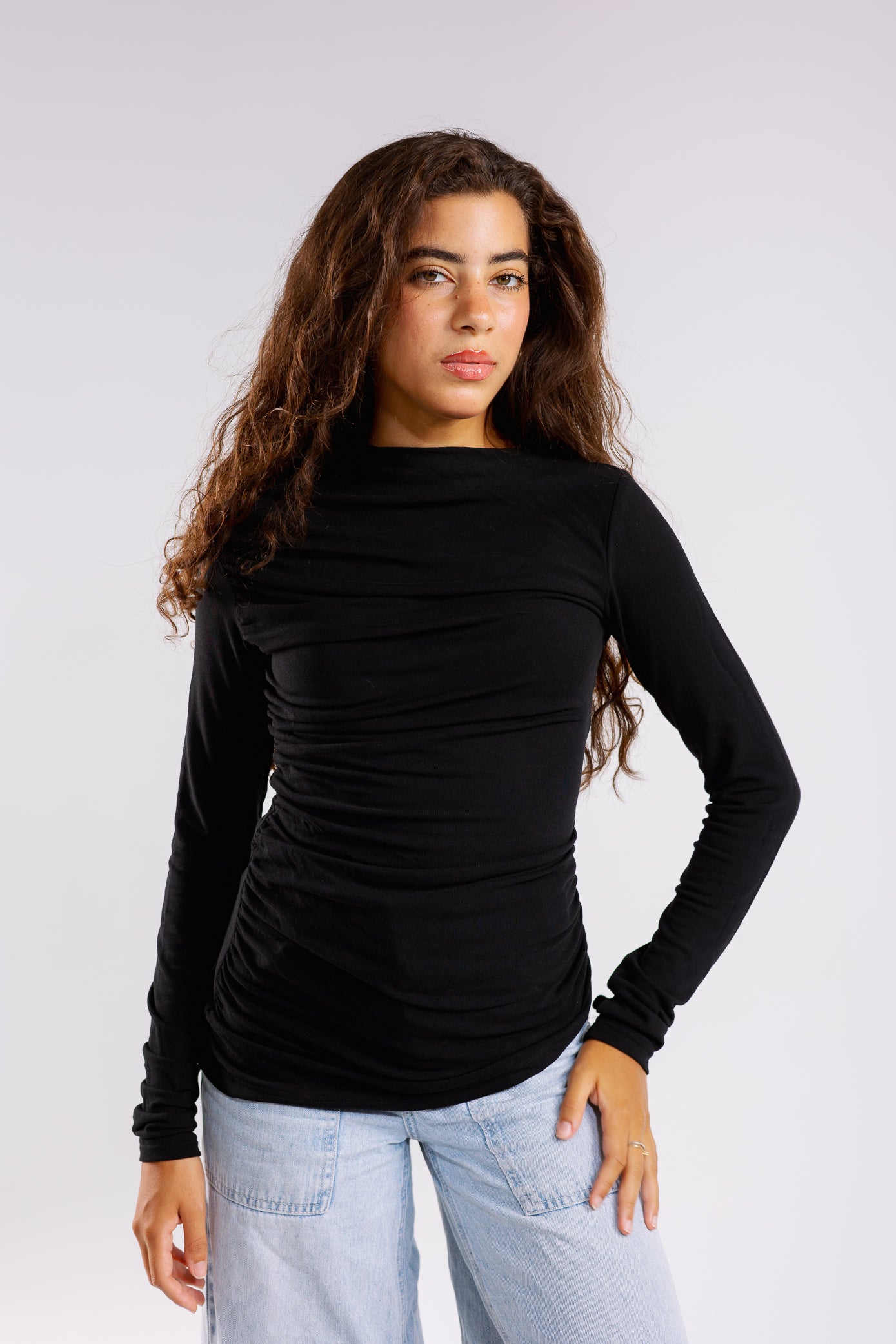 Draped top in black