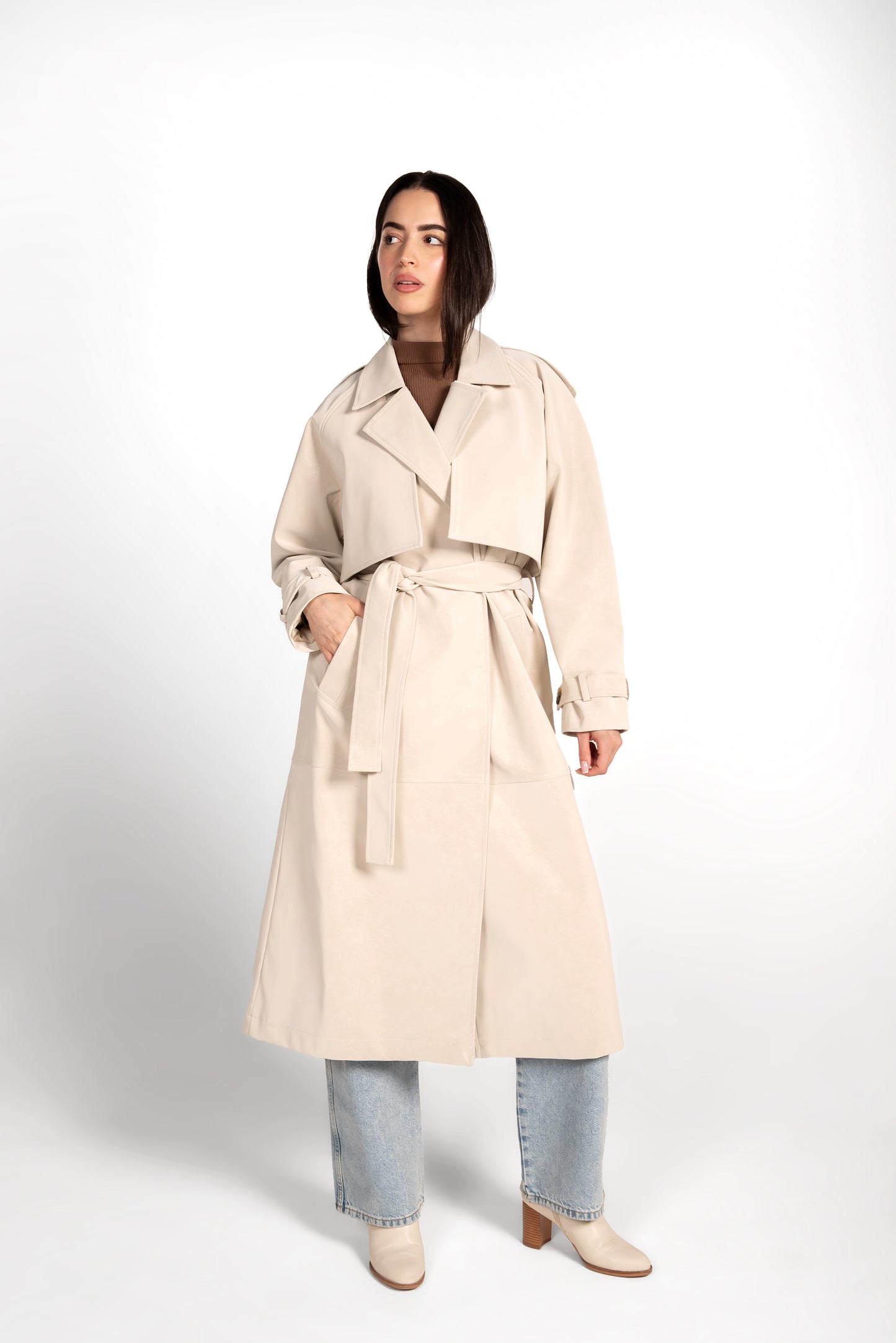 The Luxe Trench Coat In Cream