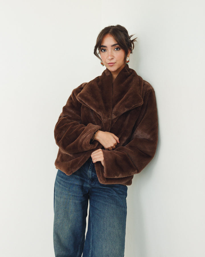Soft Fur Jacket in Brown