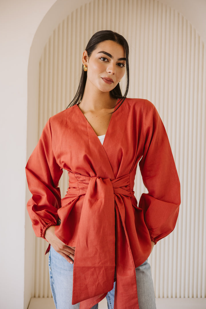 Palmer blouse in burnt orange