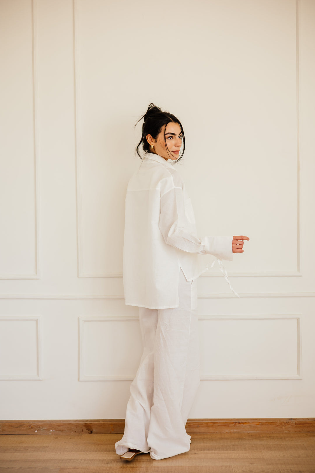Pure Linen Pants In Off-White