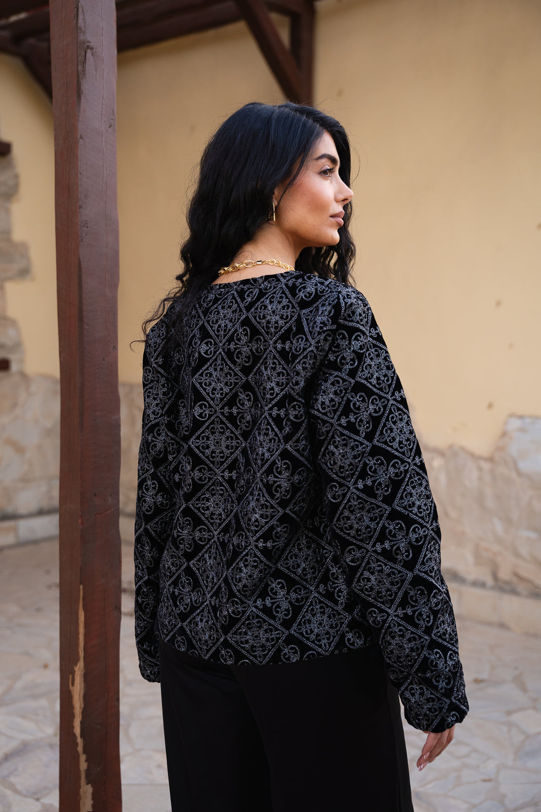 Soft power velvet blazer - silver