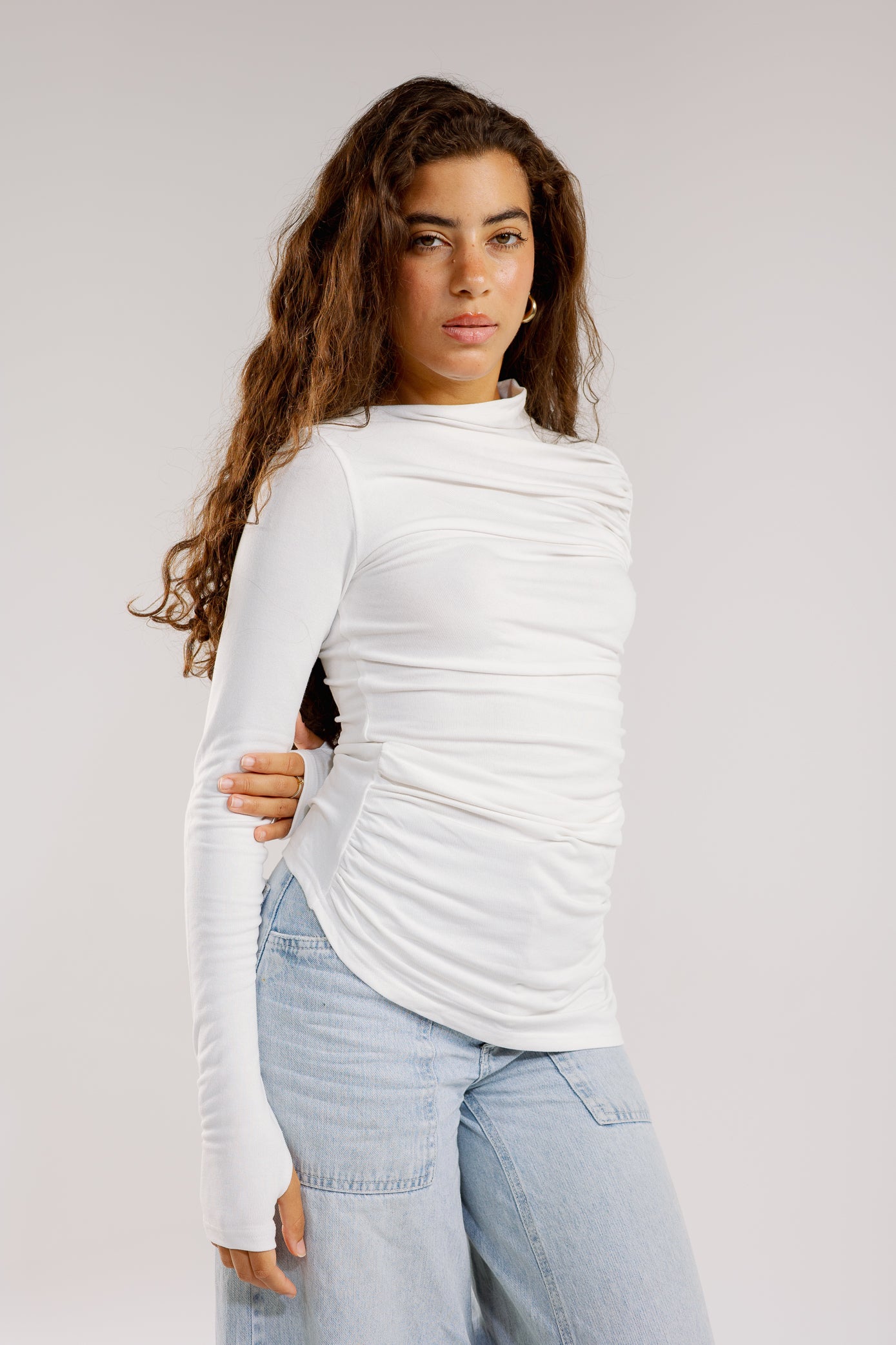Draped top in off-white