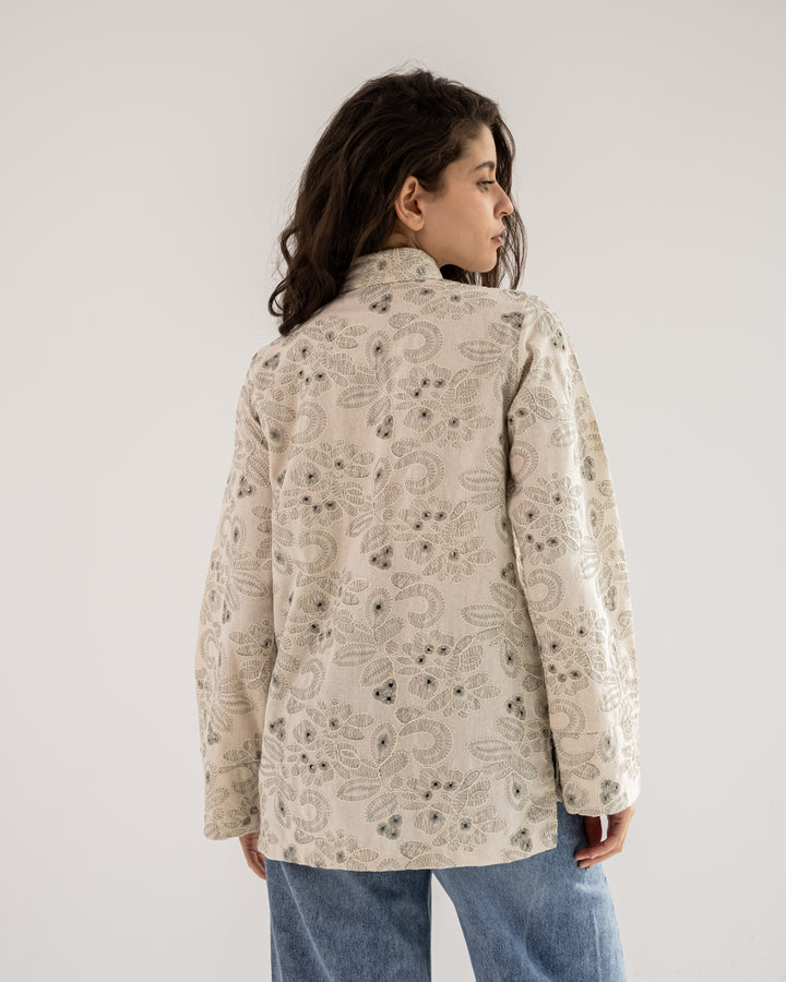 The kimono blouse-olive embroidered