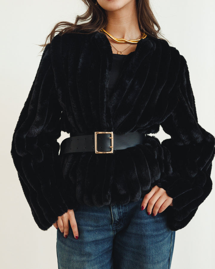 The Royal Fur Jacket in Black