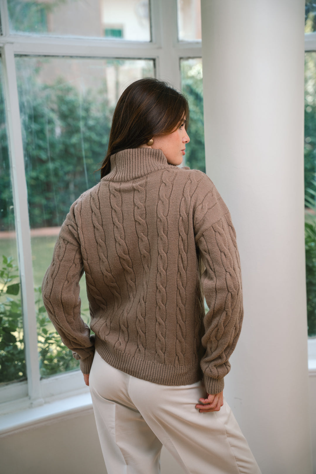 The Cable Knit Sweater in mocha