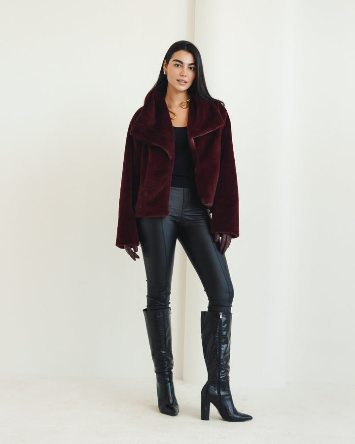 Soft Fur Jacket in Burgundy (Limited edition)