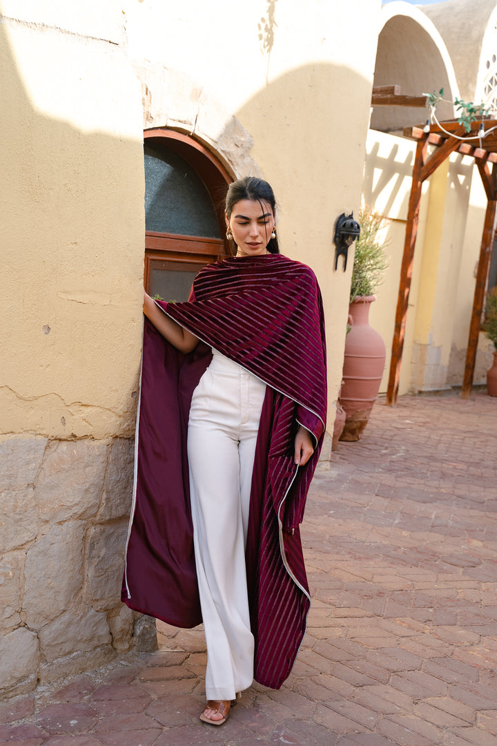 The Imperial Velvet Kaftan In Burgundy