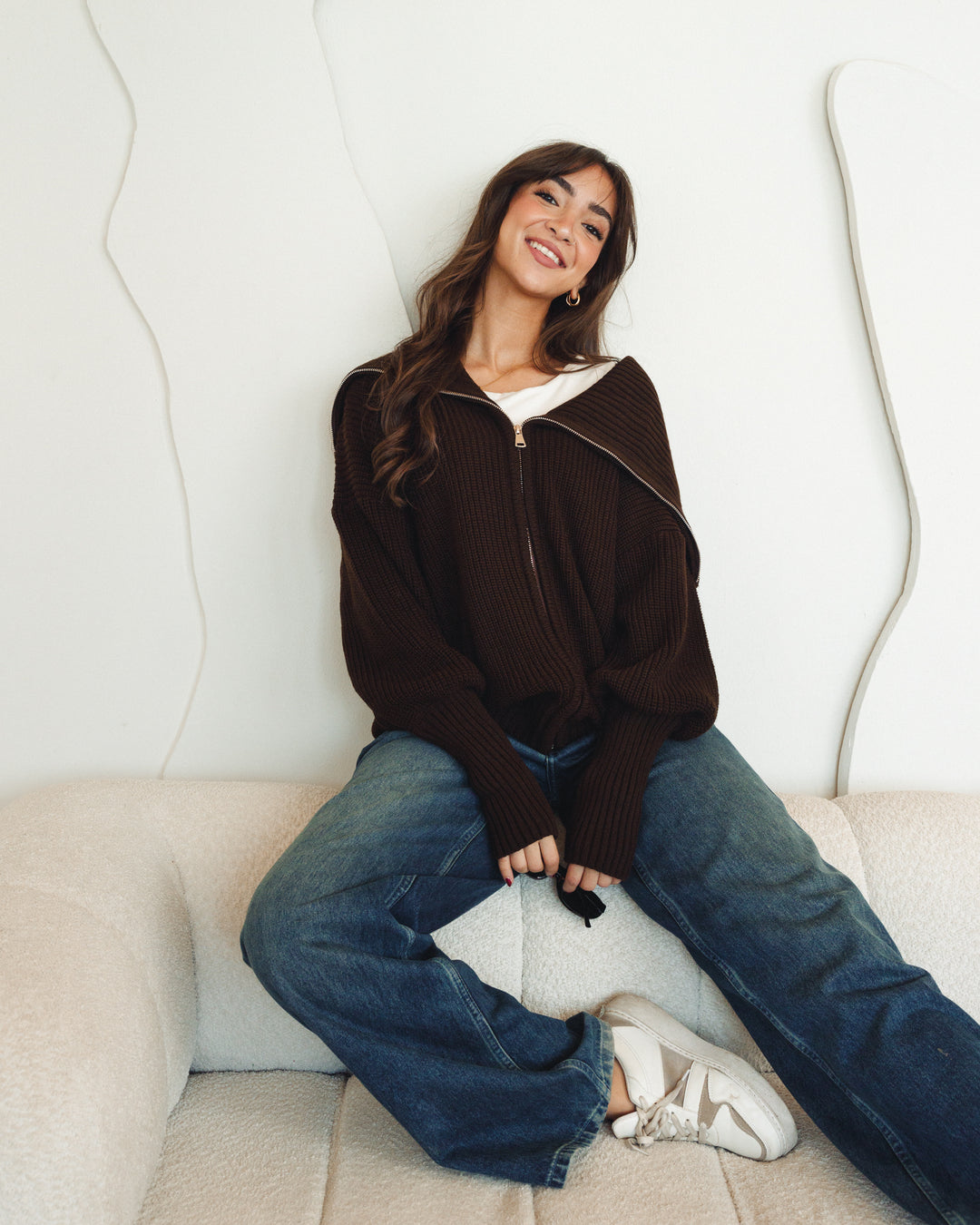 Chunky Knitted Jumper In Brown