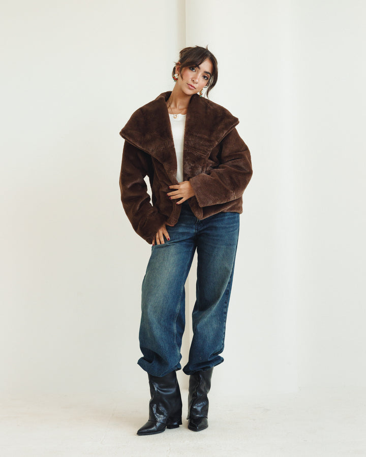 Soft Fur Jacket in Brown