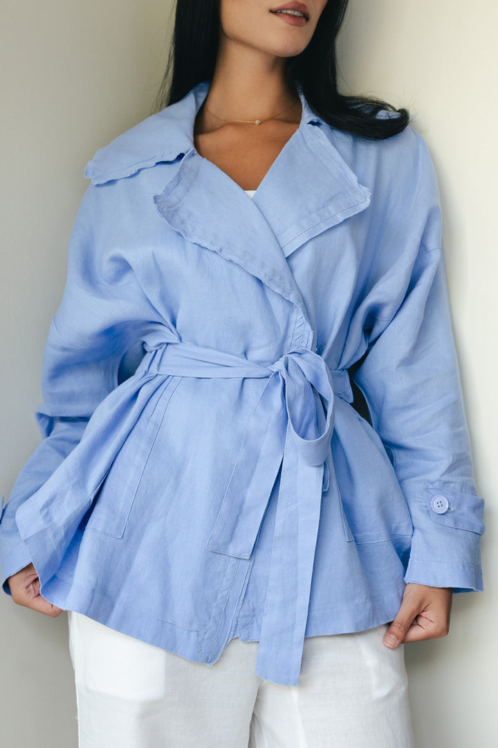 Raw cardigan in sky blue