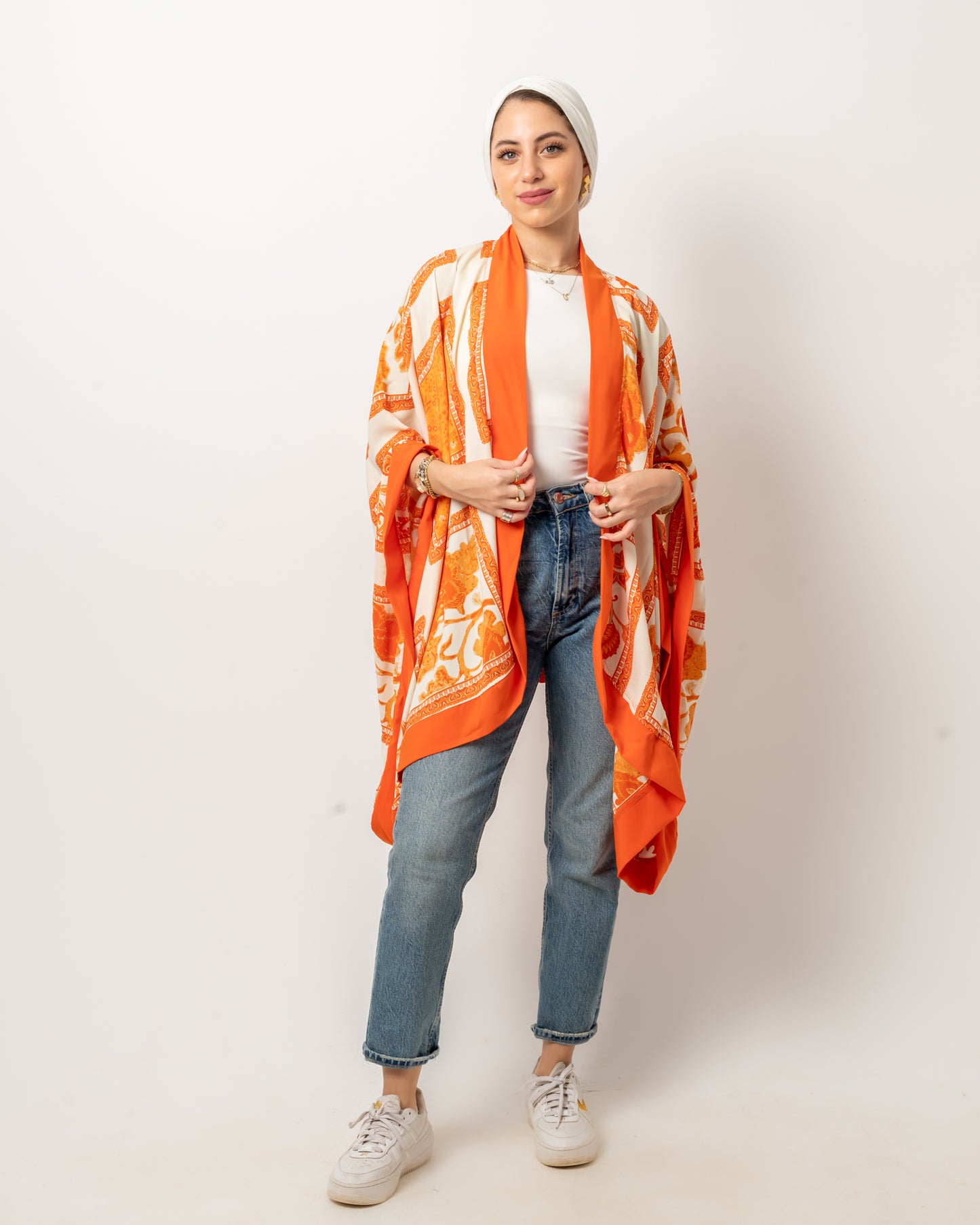 Orange floral kimono