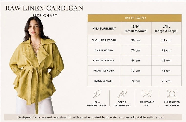 Raw linen cardigan in lime