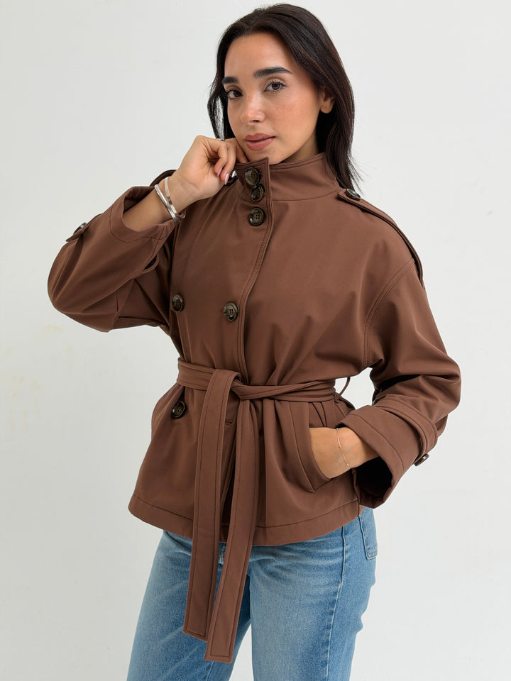 The Lined Crop Coat in Chocolate-Brown