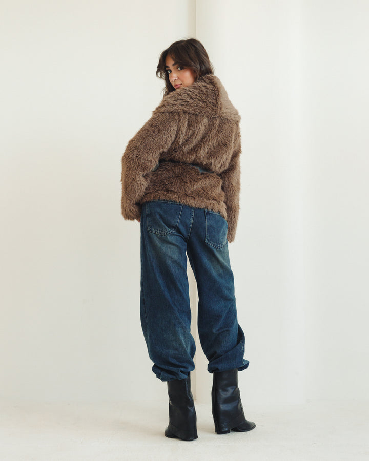 Wild Fur Jacket in Brown