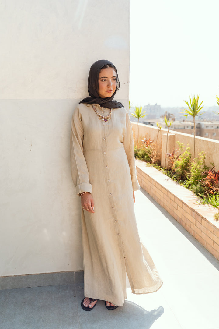 Pastel breeze linen dress in beige