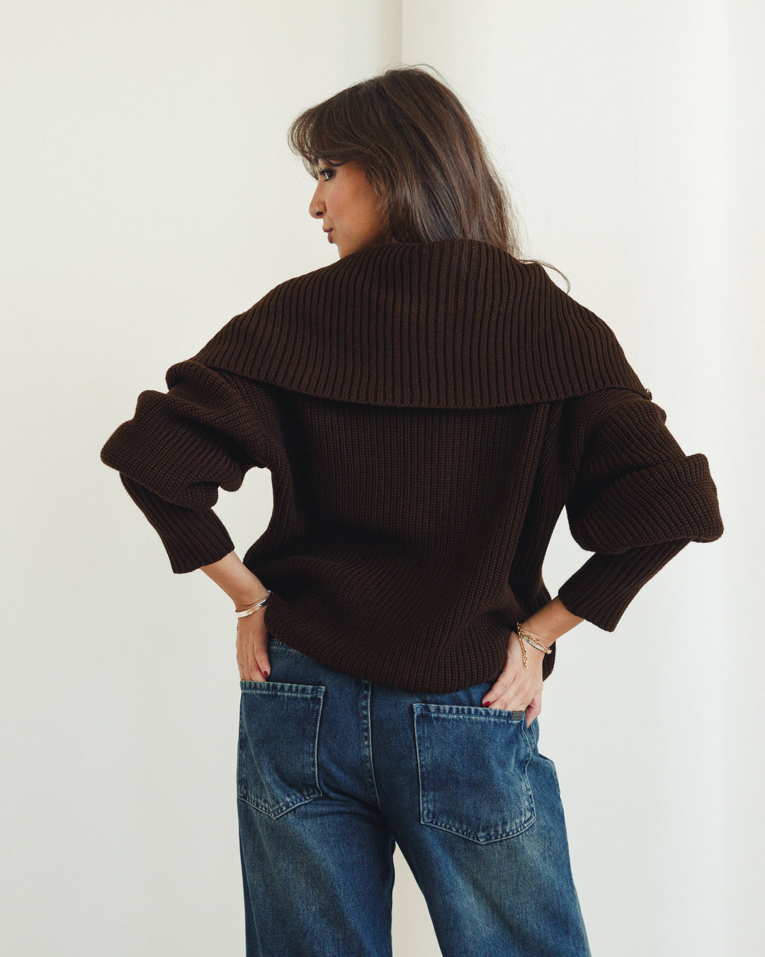 Chunky Knitted Jumper In Brown
