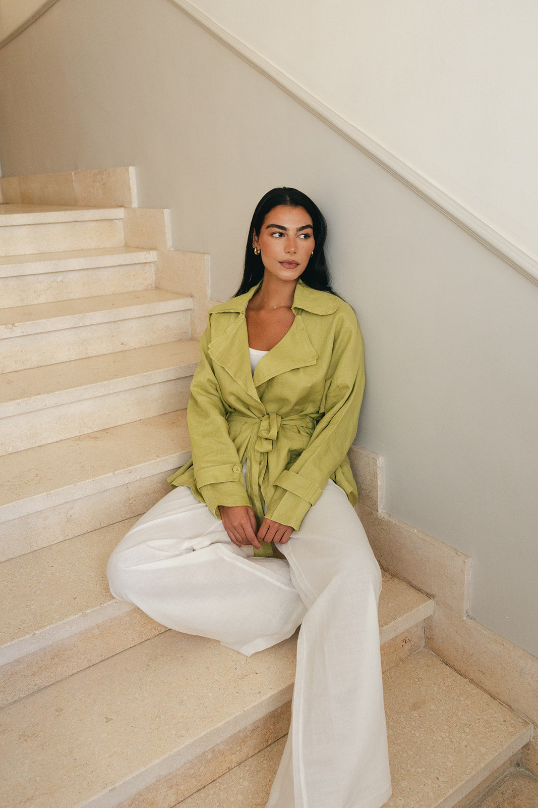 Raw cardigan in bright lime