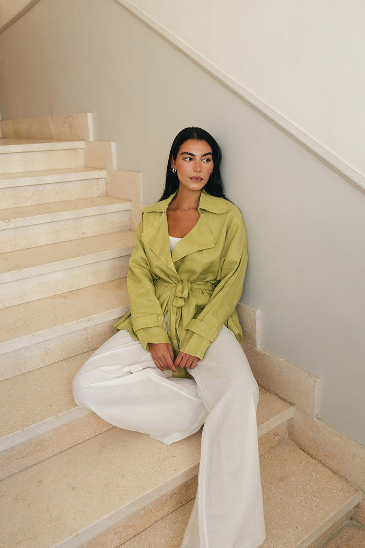 Raw cardigan in bright lime