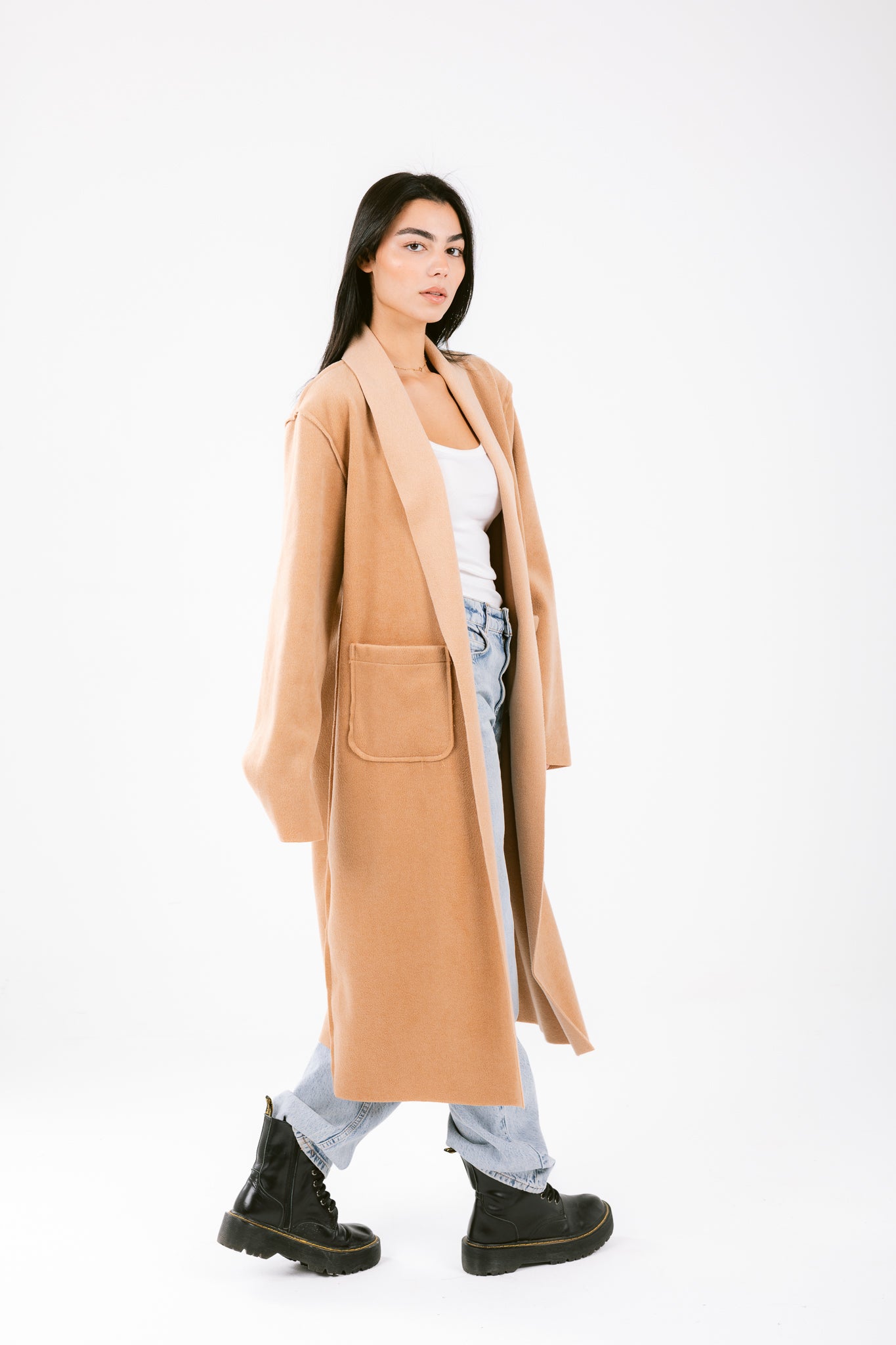 Fur camel coat