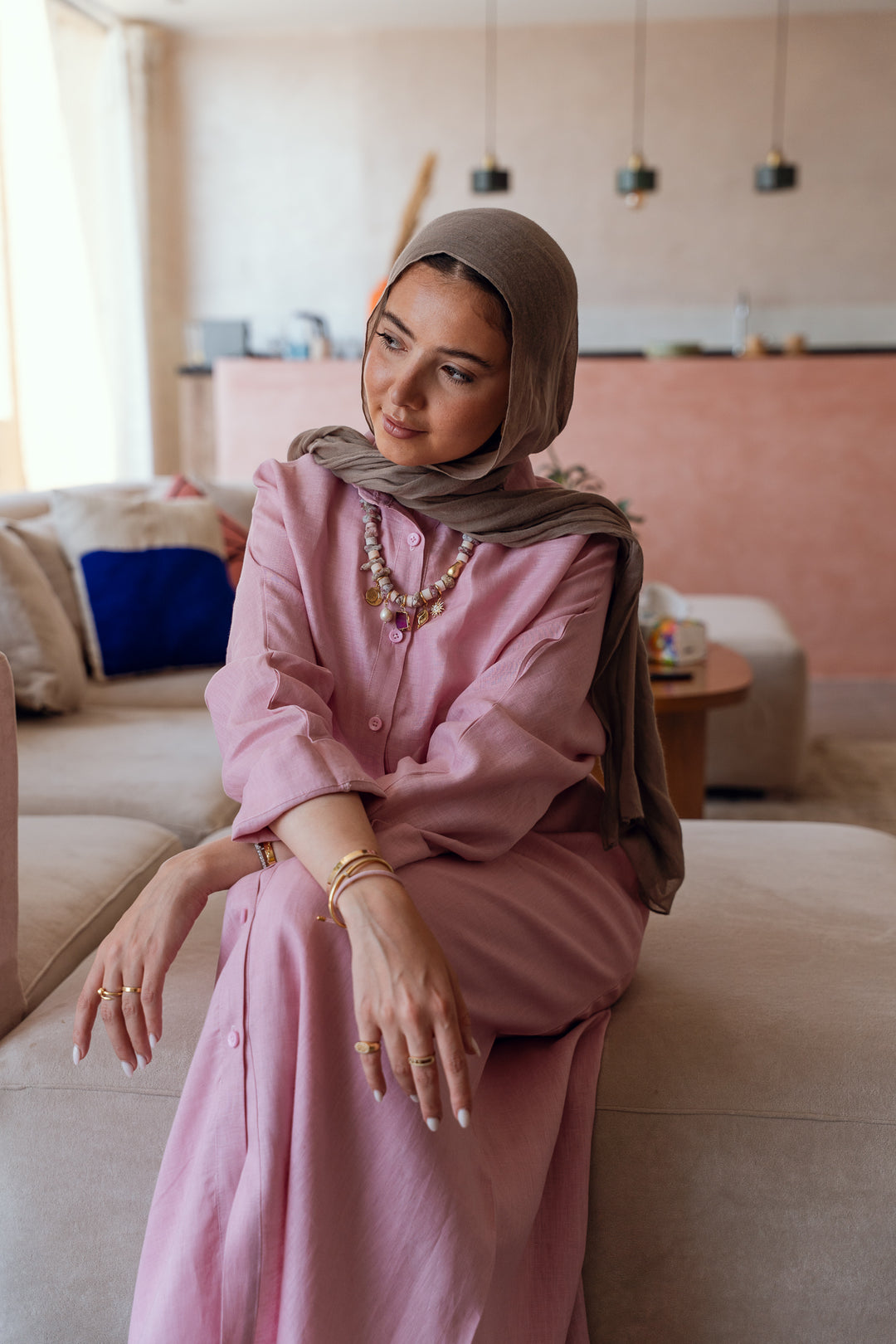 Pastel breeze linen dress in pink