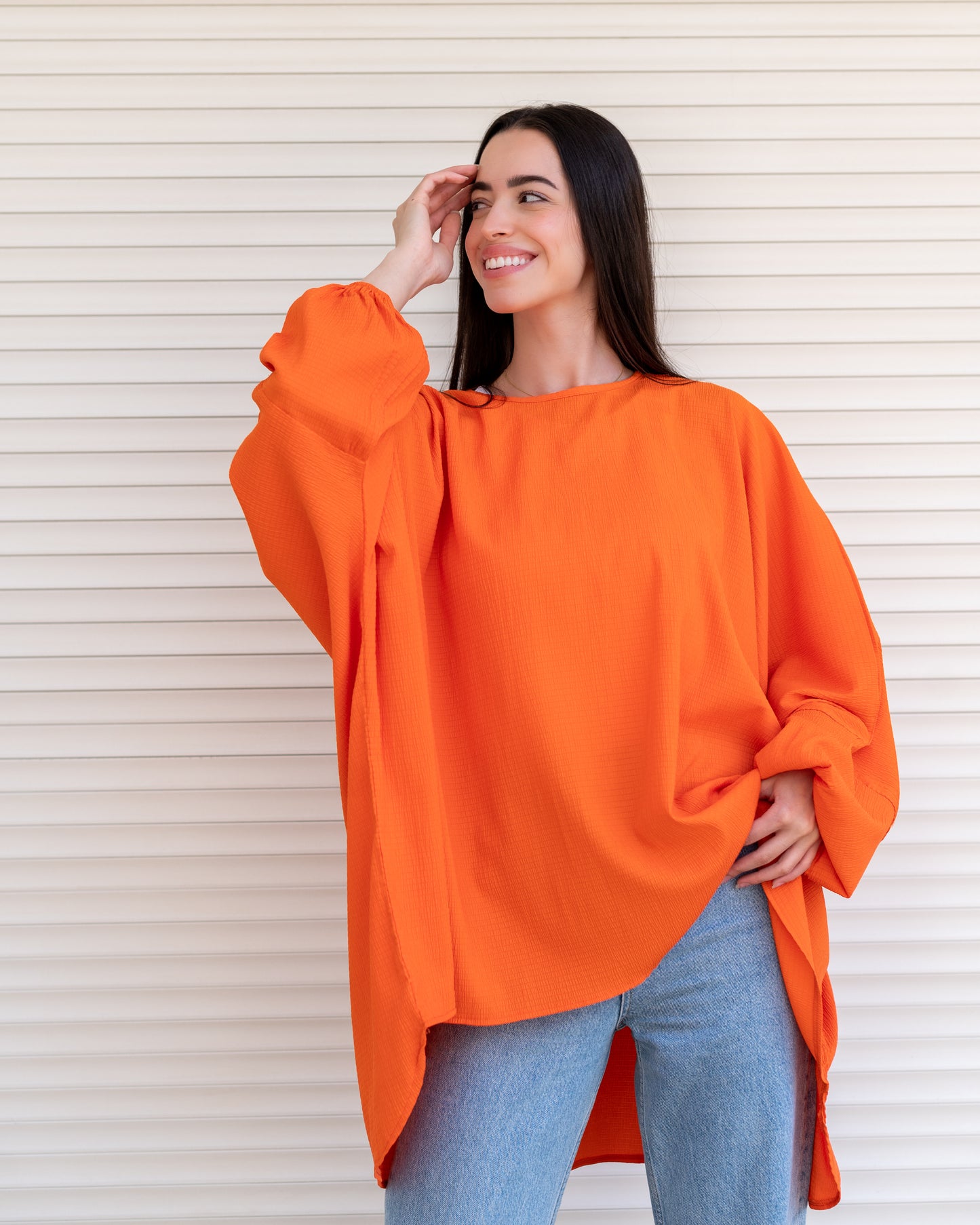 Orange crashed blouse