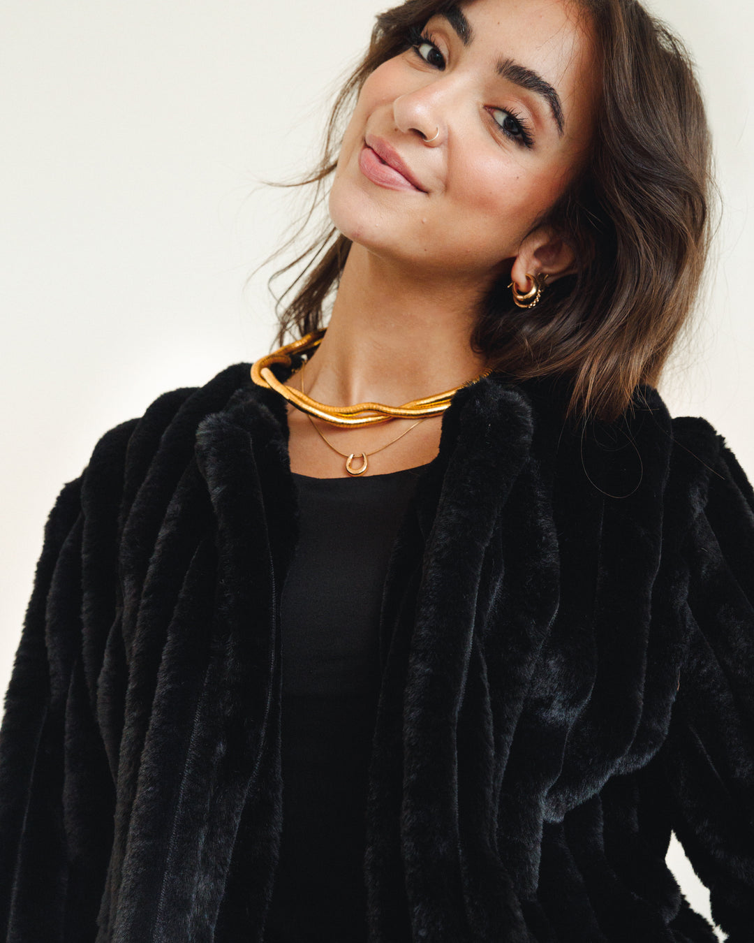 The Royal Fur Jacket in Black