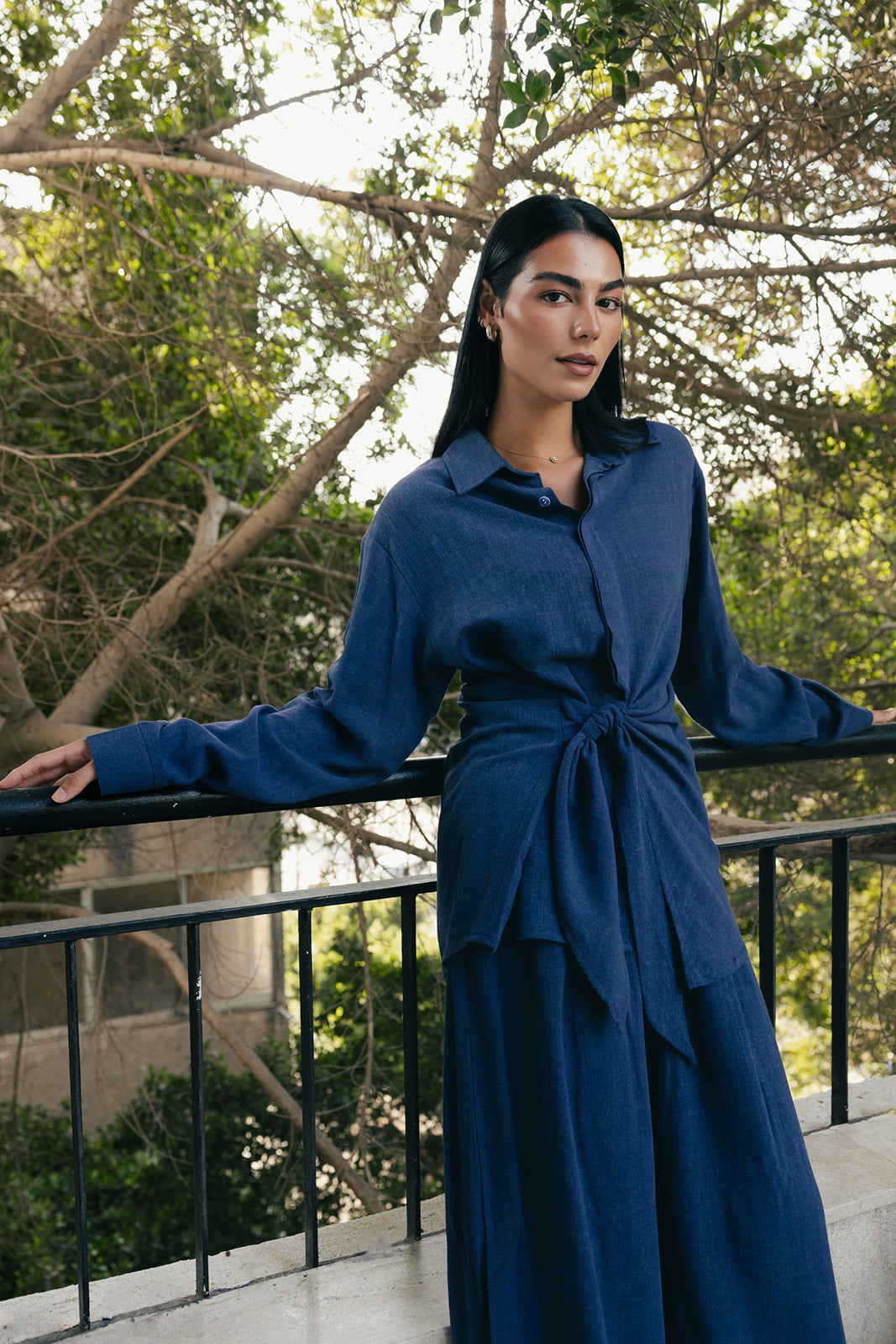 Duo Linen Set In Denim Blue