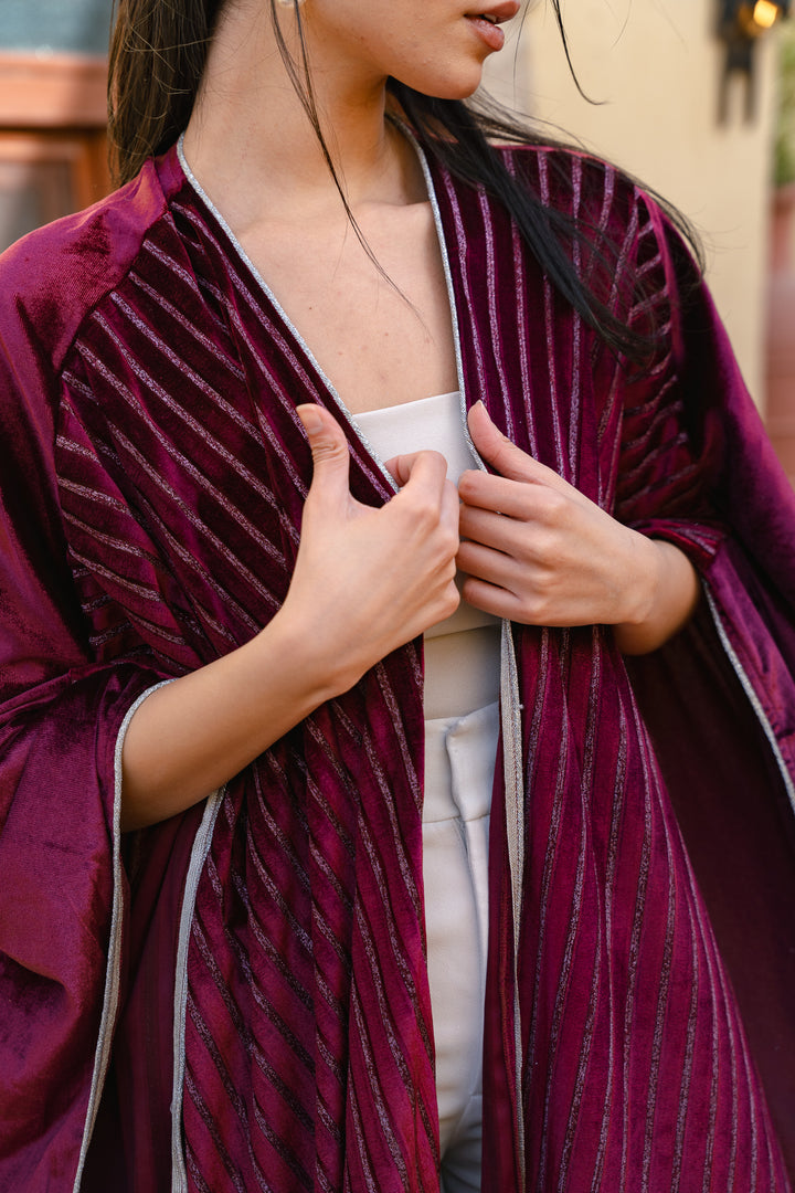 The Imperial Velvet Kaftan In Burgundy