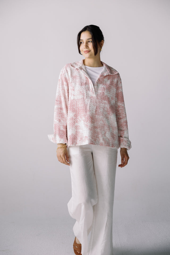 Denim over shirt in pink