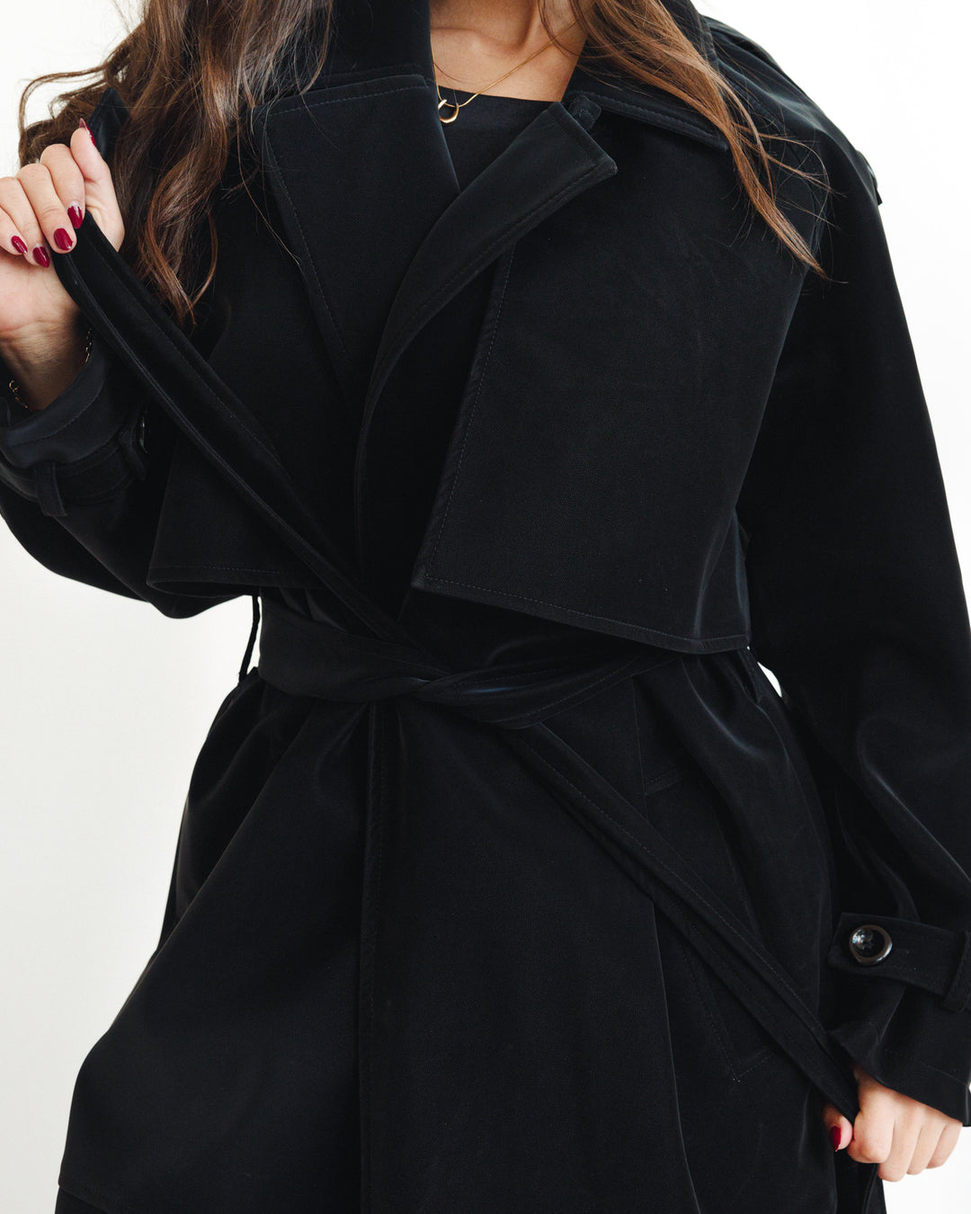 The Luxe Trench Coat in Black-Matte